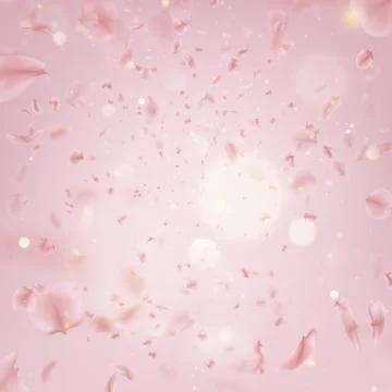 Sakura flying downwind petals on wind. EPS 10 vector Stock Illustration