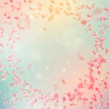 Sakura flying downwind petals on wind. EPS 10 vector Illustrazione stock