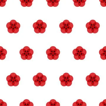 A sakura icon in a seamless pattern on a white background. A symbol of life and Stock Illustration