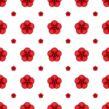 A sakura icon in a seamless pattern on a white background. A symbol of life a Stock Illustration