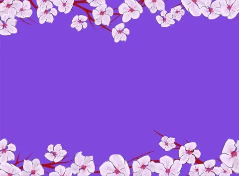 Sakura on light background. Sakura vector flower. Vector floral print. Bloomi Stock Illustration