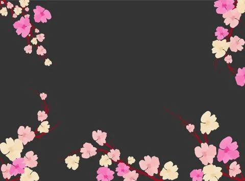 Sakura on light background. Sakura vector flower. Vector floral print. Bloomi Stock Illustration