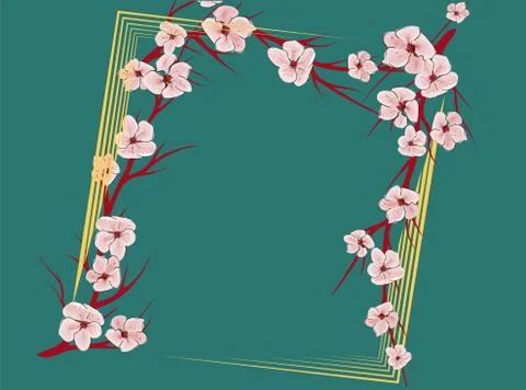 Sakura on light background. Sakura vector flower. Vector floral print. Bloomi Stock Illustration