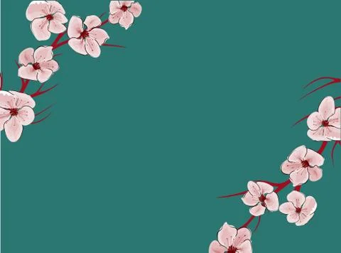 Sakura on light background. Sakura vector flower. Vector floral print. Bloomi Stock Illustration