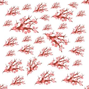 Sakura pattern. The repeat sakura blossoms created endless flow beauty イラスト素材