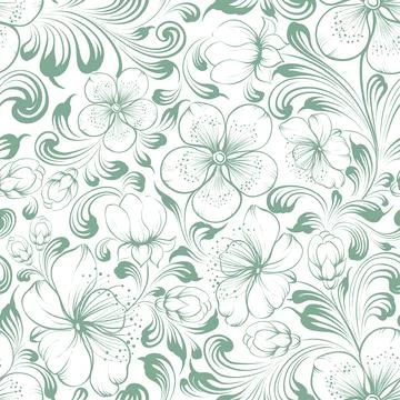 Sakura seamless pattern on white background. Stock Illustration