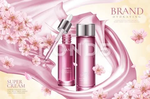 Sakura skincare product ads Stock Illustration
