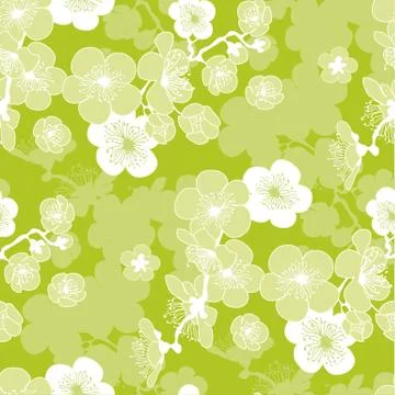 Sakura spring blooming seamless pattern. Stock Illustration