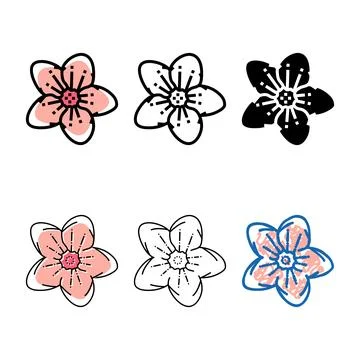 Sakura styles cherry flower spring color icon vector Stock Illustration