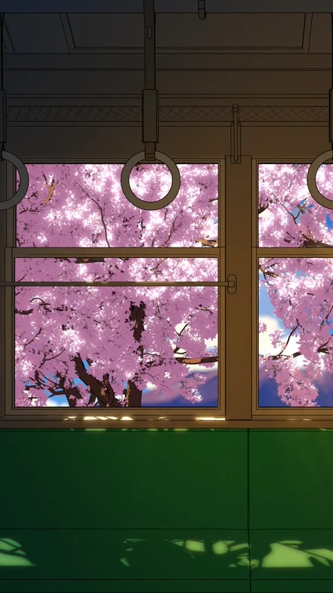 Sakura View Train Interior Loop Animation vertical 4K Vídeos de archivo 335148795
