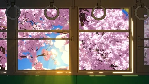 Sakura View Train Interior Loop Animation 4K Stock Footage 335149188