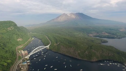 SAKURAJIMA-DRONE Stockbeeldmateriaal 74891821