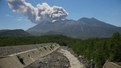 Sakurajima Mountain Volcano Erupts Ash Cloud, Kagoshima Prefecture, Japan. Vidéo 100748484