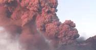 Sakurajima Volcano Eruption At Dawn Large Ash Cloud Stock Footage