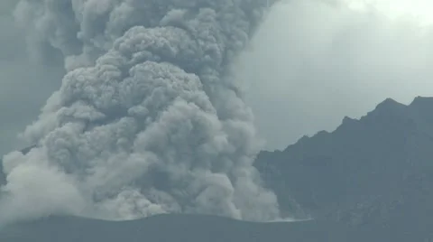 Sakurajima Volcano Erupts Ash Cloud Stock Footage
