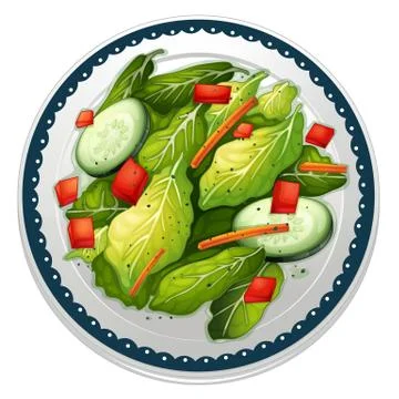Salad and a dish Stock Illustration