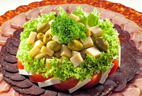 Salad and meat Stock-Fotos