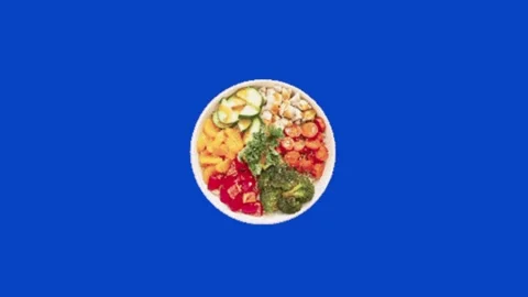 Salad animation on blue background Stock Footage 335258965