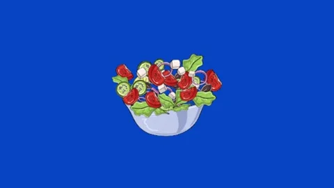 Salad animation on blue background 库存影片 335258966