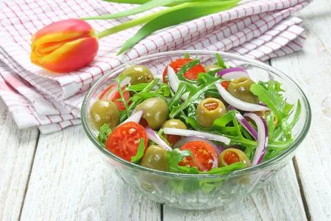 Salad with arugula Stock Photos