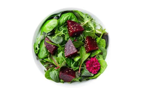 Salad beet slice fresh beetroot mix green lettuce healthy meal food snack Stock Photos
