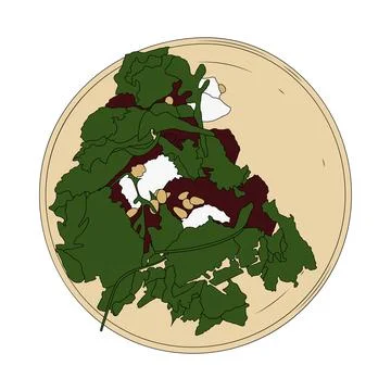 Salad with beets on a plate vector illustration. Stock Illustration