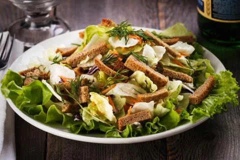 Salad with biscuits Foto stock