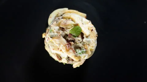 Salad on black background top view Stock Footage 167338449