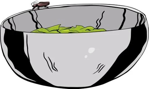 Salad Bowl with Roach on Top Stock Illustration