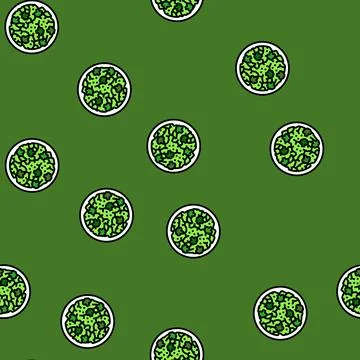 Salad broccoli vector seamless pattern Stock Illustration