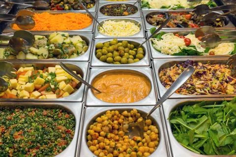 Salad buffet in a restaurant Stock Photos