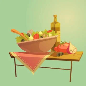 Salad Cartoon Concept Illustrazione stock
