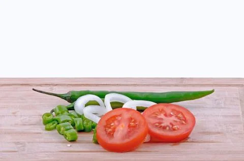 Salad on chopping board 写真素材