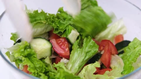 Salad in a clear cup Stockbeeldmateriaal 268415166