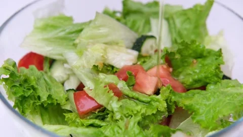 Salad in a clear cup Stock Footage 268802100