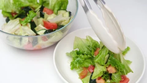 Salad in a clear cup Video stock 268802226