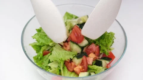 Salad in a clear cup Stock Footage 270510534