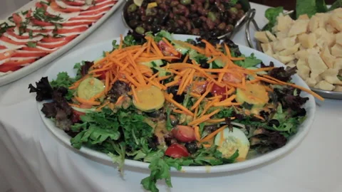 SALAD CLOSE UP SHOT FOR AN EVENT - WEDDING - Stock Footage 218217073