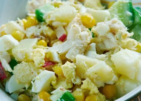 Salad with cod, corn . Фото