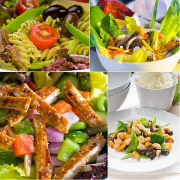 Salad collage composition nested on frame Stock Photos