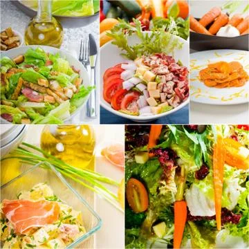 Salad collage composition nested on frame Foto stock