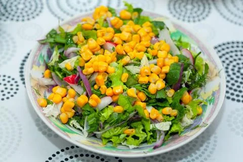 Salad with corn kernels Stock Photos