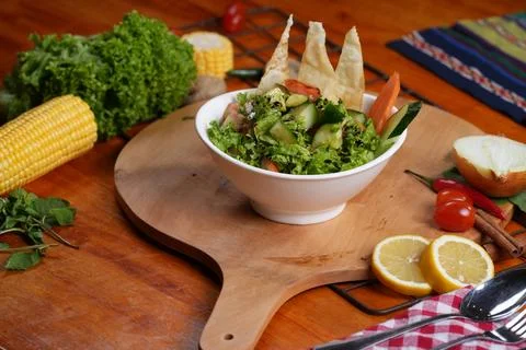 Salad with Crispy Bread Stock Photos