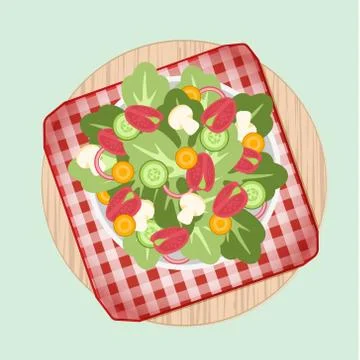 Salad dish on picnic . Stock Illustration