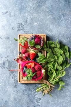 Salad in dragon fruit Stock Photos