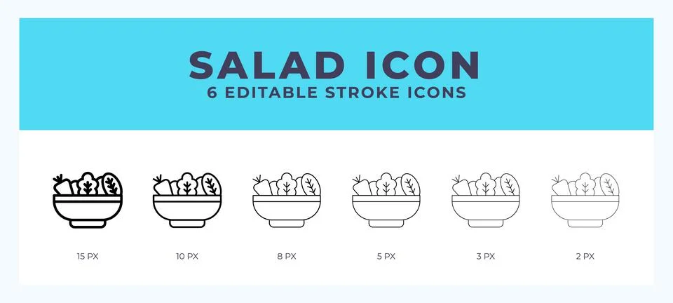 Salad editable line icon. Vector illustration with different stroke. Stock Illustration