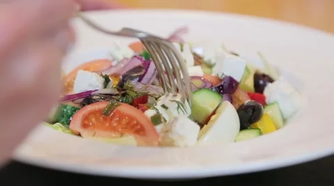 Salad with a fork closeup Stock Footage 61157338