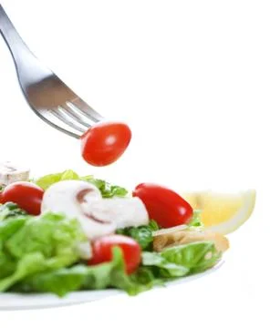 Salad with fork Stock Photos