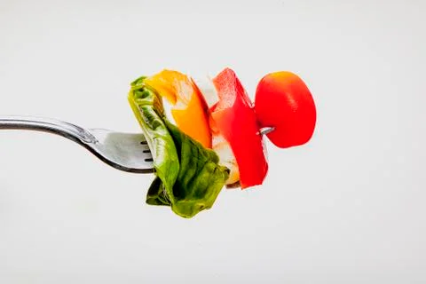 Salad on a fork Foto stock