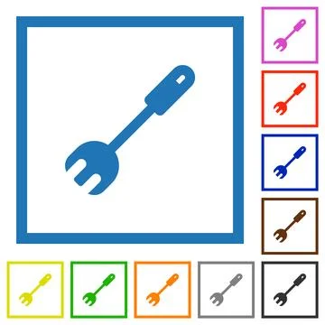 Salad fork spatula flat framed icons Illustrazione stock